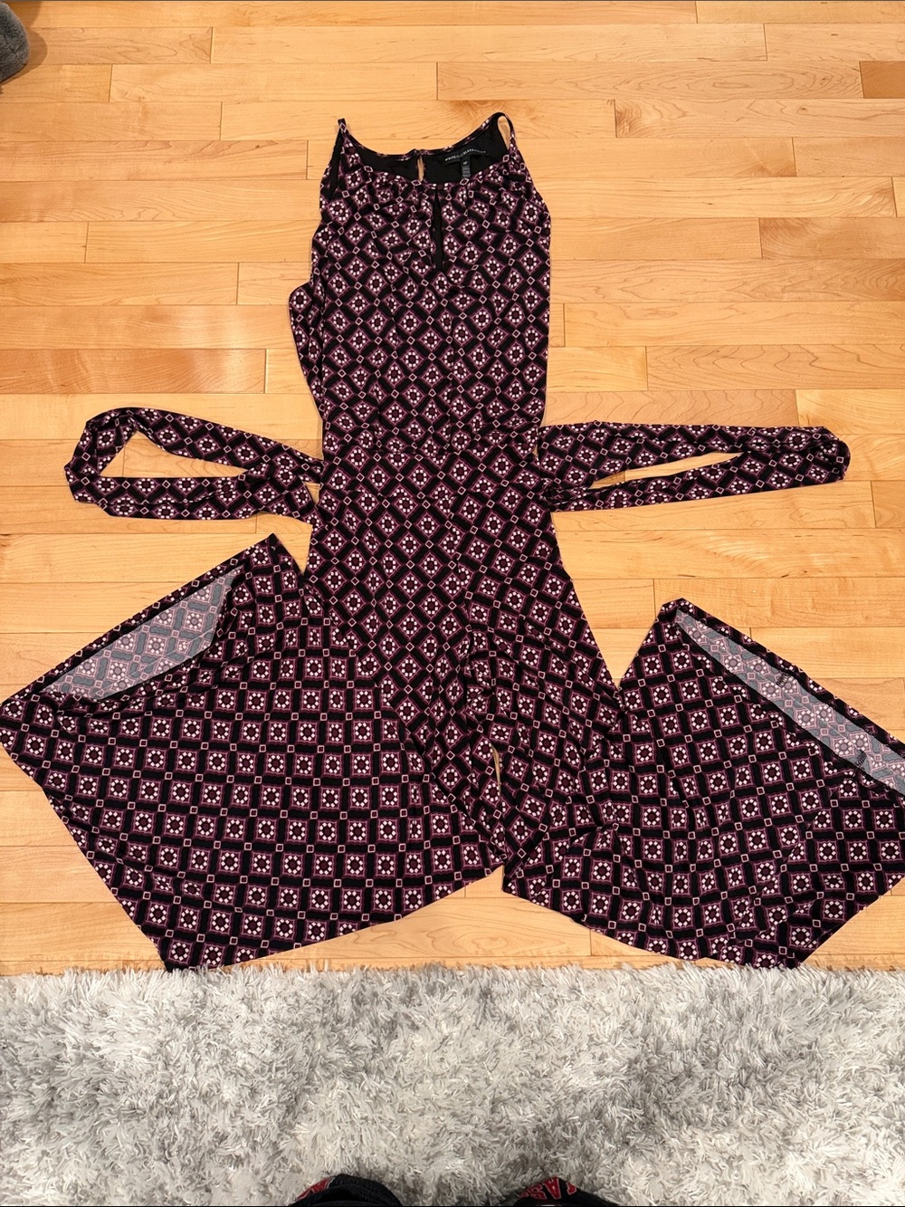 White House Black Market Black & Purple Jumpsuit size SP
